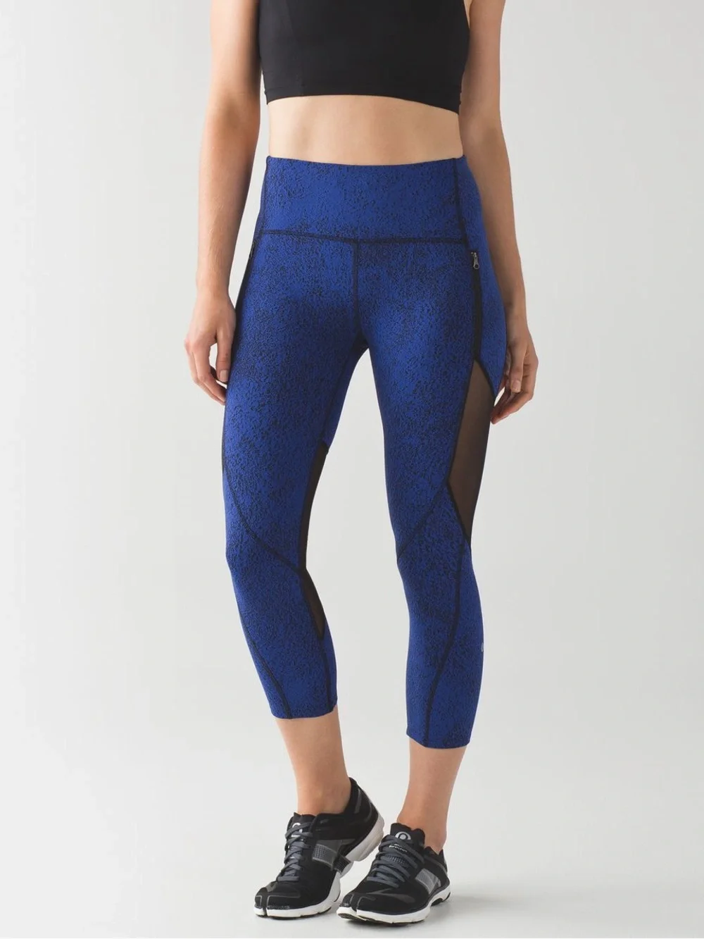Lululemon Rush Hour 21 Crop Leggings Sapphire Blue Black Spray Jacquard Mesh 8